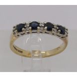 9ct sapphire and diamond ring, size L, 2.2g