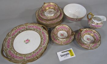 A collection of floral rose patterned teawares by D & Co of France 'L. Bernardaud & Co - Limoges'