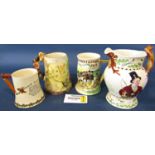 A miscellaneous collection including four Crown Denby jugs, (two musical) two Staffordshire