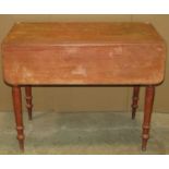A Victorian mahogany Pembroke table fitted the usual arrangement of one real one dummy frieze drawer