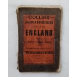 Collins' Railway & Pedestrian Atlas Of England containing 43 maps, (maps numbered 1,2,20 are
