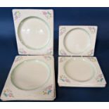 A collection of Clarice Cliff Biarritz pattern plates of rectangular form, four large and five