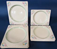 A collection of Clarice Cliff Biarritz pattern plates of rectangular form, four large and five