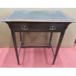 An Edwardian mahogany ladies writing desk, fitted with two frieze drawers on turned supports with