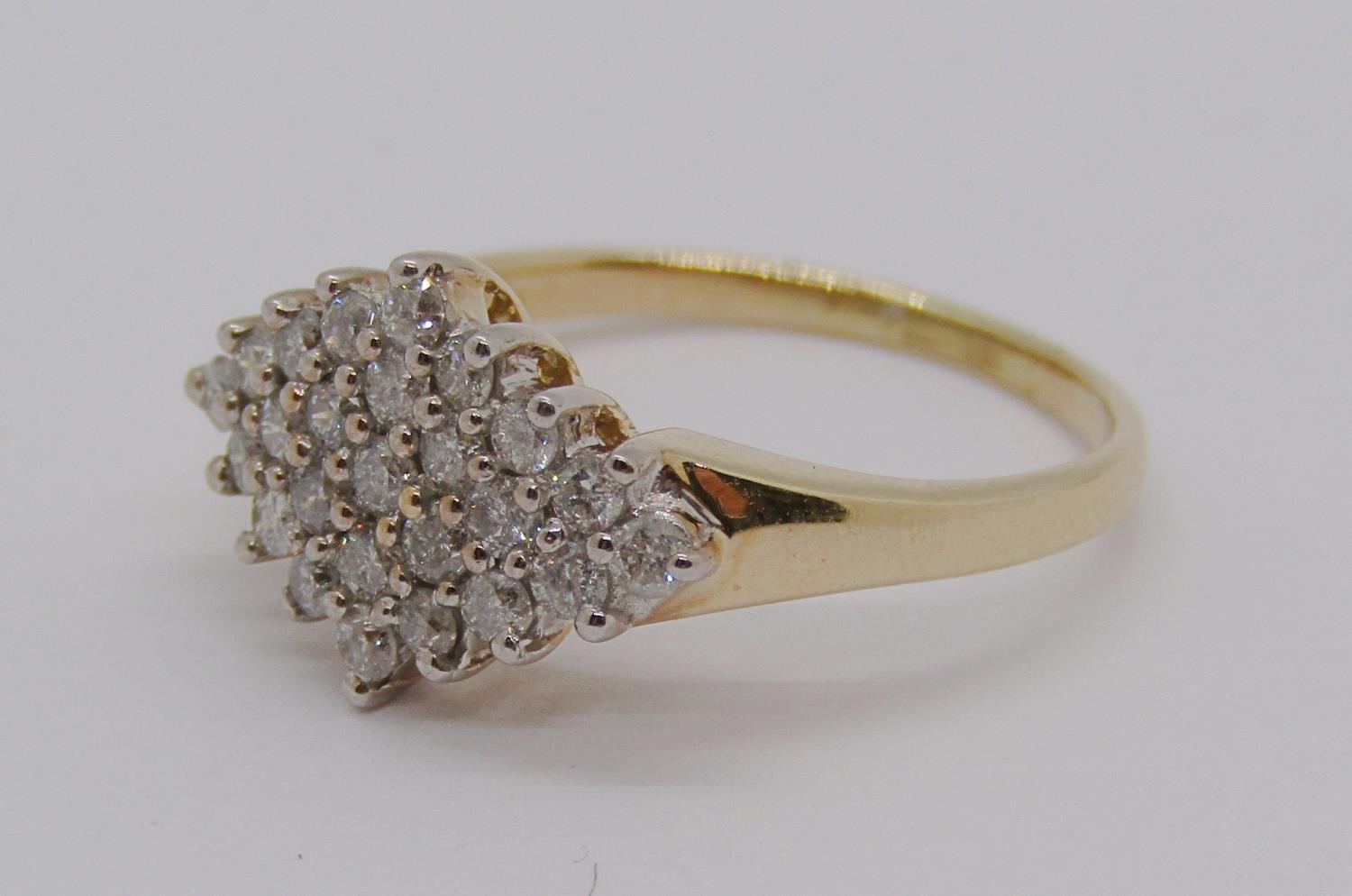 14ct diamond cluster ring, stamped 'Cardow', size K/L, 2.8g - Bild 2 aus 3