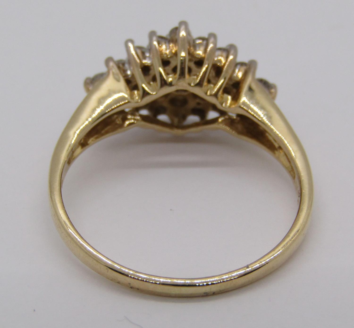 14ct diamond cluster ring, stamped 'Cardow', size K/L, 2.8g - Bild 3 aus 3