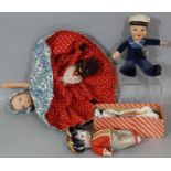 Vintage dolls including a pair of 'Push Voice' Japanese dolls by Feco with bisque head and