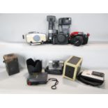 Photographic equipment including two Canon EOS 650 both with Tamron zoom lens, a flash gun, a