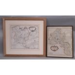 Three hand-coloured engravings of maps to include: Georg Matthäus Suetter (1678-1757) - Gallia,