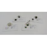 Four silver gem set dress rings to include three diamond set examples, each with Gems TV certificate
