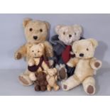 Mixed group of Teddy Bears including a vintage bear by Merrythought, height 32cm, a vintage bear