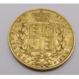 Shield back sovereign dated 1843