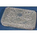 A continental silver floral engraved card case with gilded interior, stamped 800, 1.9oz approx