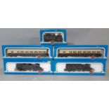 Airfix 00 gauge railway models including two 2-6-2 Prairie Tank engines, two class B brake coaches