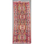 North west Persian Ardebil runner repeating hooked colourful medallions to centre in 290cm x 68cm