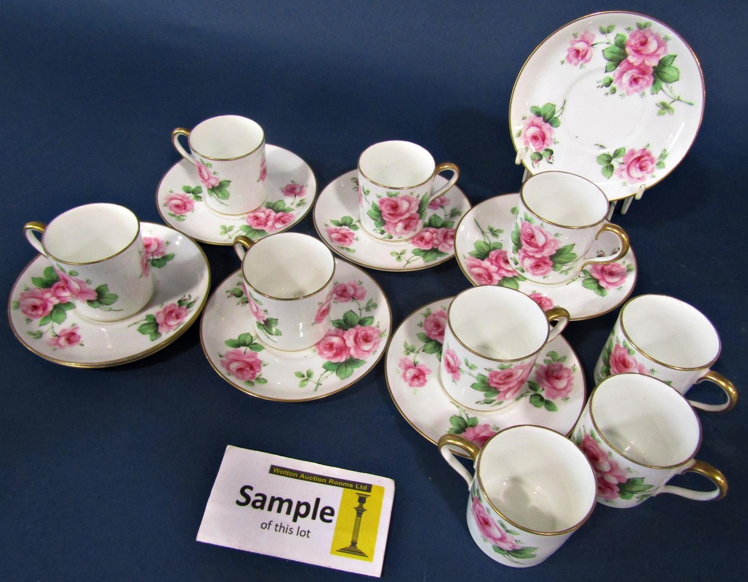 A Royal Worcester part tea service with individual hand painted floral sprays, signed by H - Bild 2 aus 4