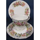 A collection of Colclough Wayside pattern tea wares comprising teapot, sugar bowl, milk jug, five