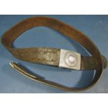 WWII German Heer belt buckle with original belt, reverse of buckle marked 'KUQ 37', belt unmarked