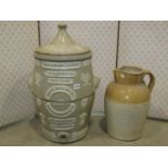 The Atkins Patent Safety Water Filter, barrel form complete with domed lid, applied floral sprig,