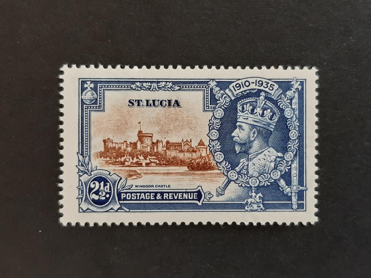 St Lucia 1935 Silver Jubilee SG 111g VLMM showing the ‘dot to the left of chapel’ variety SG cat £