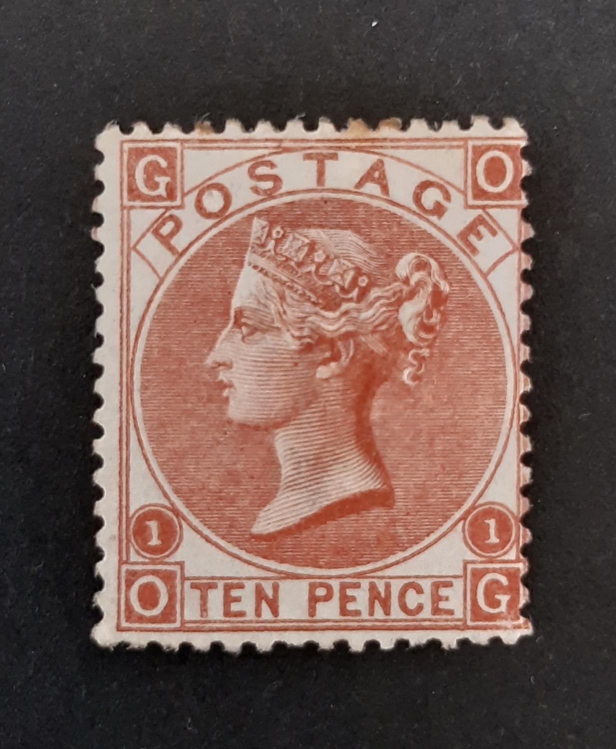 1867-80 QV SG112 10d red-brown. LMM example with very light toning spots on top perfs. Cat £3,500.