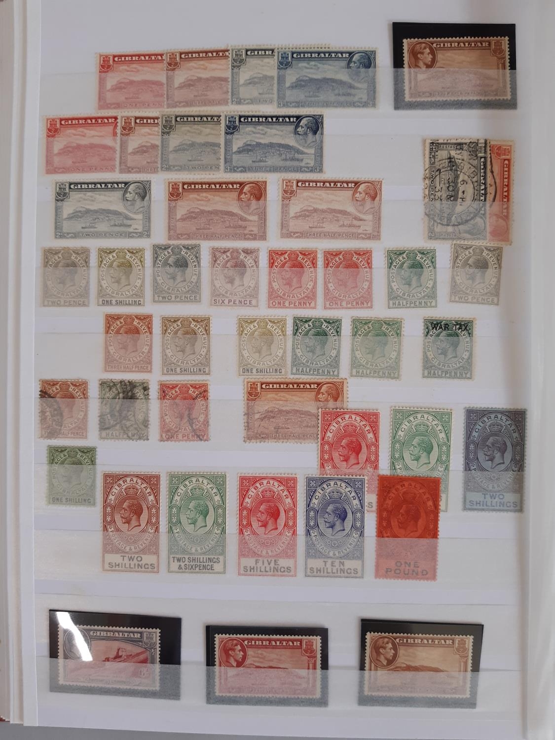 A duplicated mostly Mint Gibraltar stamp collection in a stock album and loose.