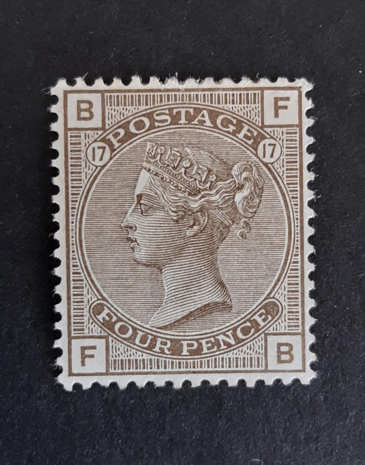 1880-83 QV SG160 4d grey-brown pl17. A fresh LMM and well centered example. Cat £475.