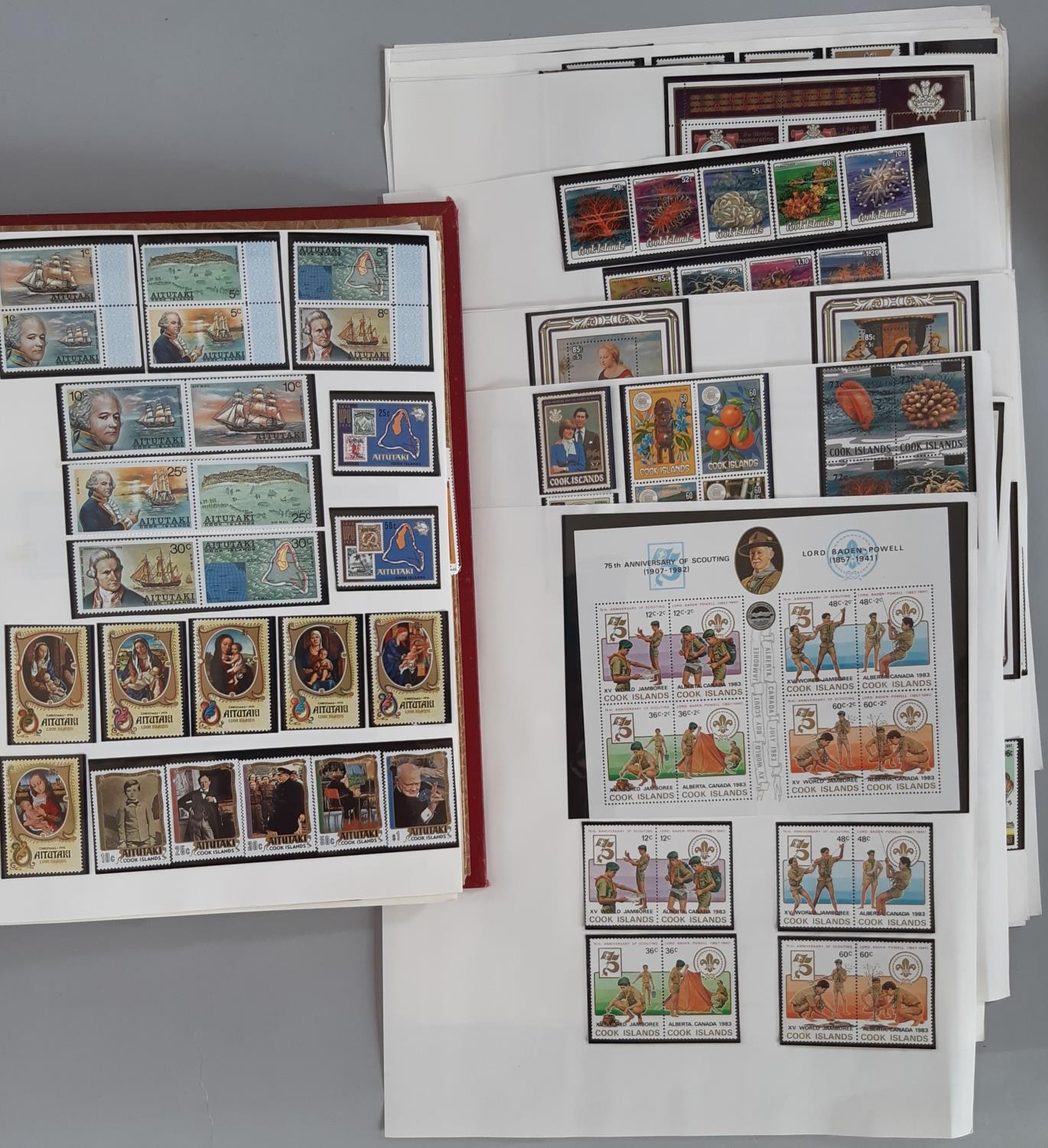 Cook Islands stamp collection from early QV issues to modern in two volumes and album pages - Image 5 of 8