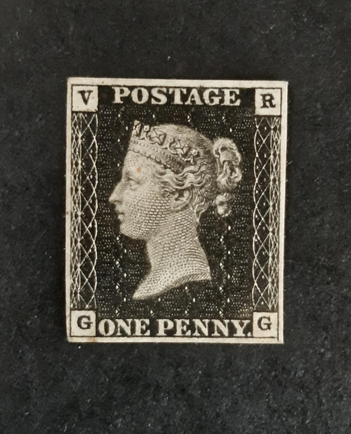 1840 QV 1d Black official SGV1 VR in upper corners, prepared for use but not issued. Mint without