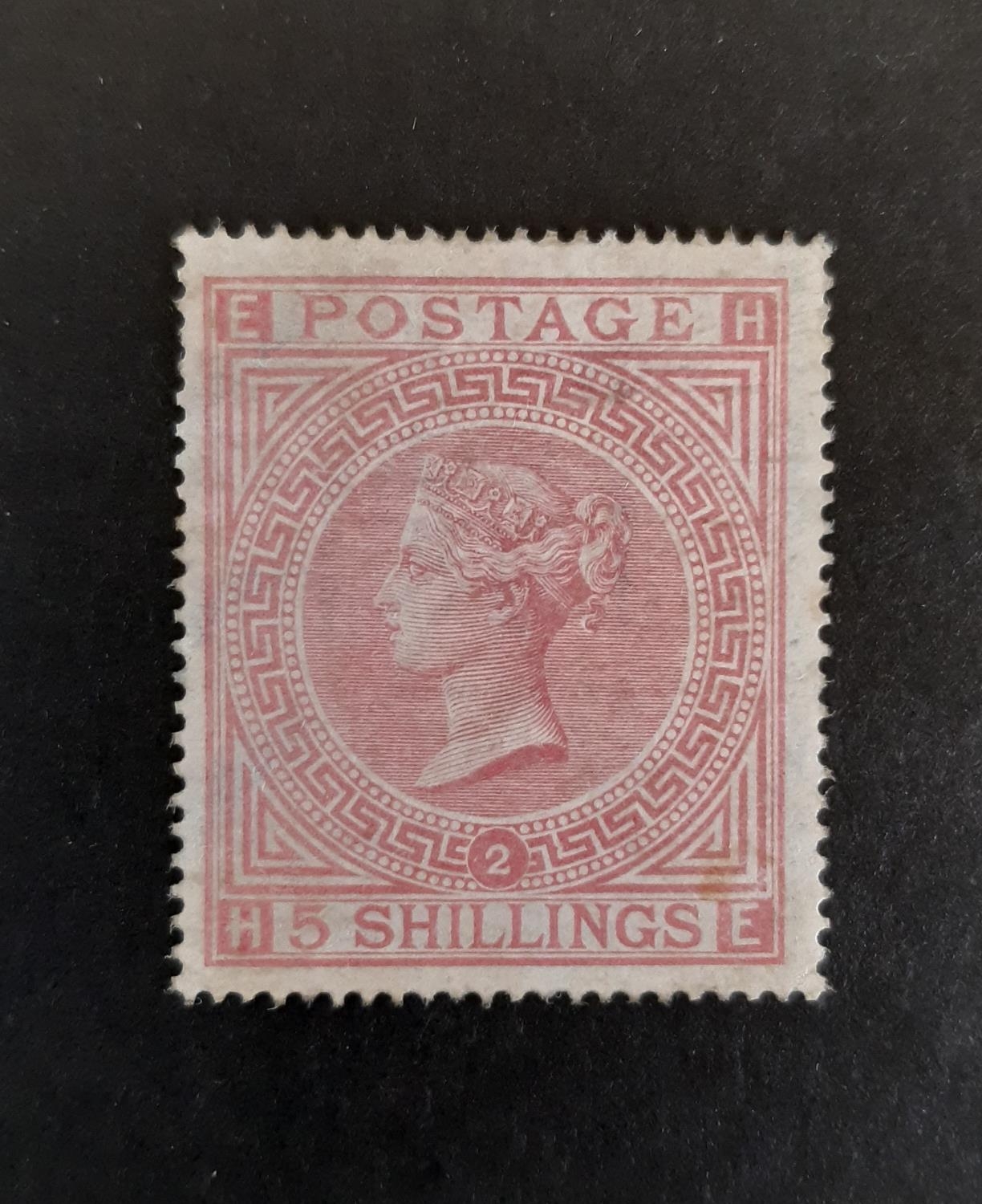 131- 1874 QV SG127 5/- pale rose pl2, WMK Maltese Cross clearly visible. A fresh example of this