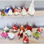 18 small Doulton figures, a figure of Summertime and a Beswick Thelwell series figure (20)