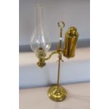 A late 19th century brass Student Colza Lamp with height adjustment, with later electric cable and