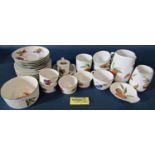 A collection of Worcester Evesham pattern table wares comprising plates, teacups, saucers and