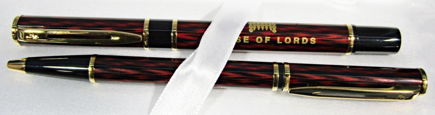 Waterman Laureat brown tortoiseshell marbled House of Lords fountain pen with 18k nib and ball point