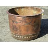 A 19th century copper with pop riveted seams and flared rim, 46cm diameter x 32cm high