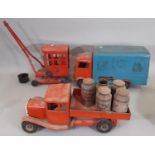 3 mid 20th century large tin plate toy vehicles by Lines Bros Tri-ang including Transport Van No 200
