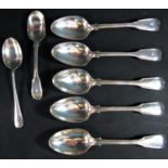A selection of 19th century silver flatware, three main forks, three side forks, five dessert spoons
