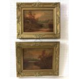 Manner of William Collins (1788-1847) - Pair of river scenes, oil on board, each signed 'W. Collins'