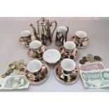 A Royal Worcester porcelain dark silver lustre coffee service, together with a small amount of