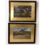 Two early 20th century oil paintings by the same hand, mountain scenes, indistinctly monogrammed