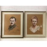 P. Lucas (20th century) - Pair of Couple Portraits, pastel on paper, each signed and dated '5/82'