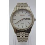Seiko Solar gents wristwatch, stainless steel, currently running, cased
