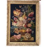 A large vintage wool work tapestry after 17th century Dutch still life painting, 86 x 59 cm, in