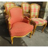 A pair of reproduction futille's/salon chairs together with a single chair with matching