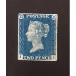 GB 1840 2d Blue (IJ) Mint with large hinge remain, four close to good margins, clean and fresh -
