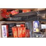 A large collection of 00 gauge railway model track including a small box of Hornby Dublo 2 rail, a