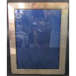 A plain silver rectangular photo frame, 21.5 x 16.5cm approx, London 1988, maker Kitney & Co