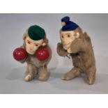 2 vintage clockwork monkeys by Lustige 'Urwald-Musik' (Jungle Music) with original felt hats and