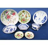Eight Chinese porcelain items (18th/19th century) to include: 18th century famille rose dish with