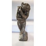 A statue of Eve after Rodin, resin in a bronze effect finish. 60cm tall.